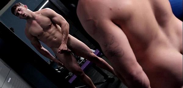  Muscled Chuck tugs his thick cock